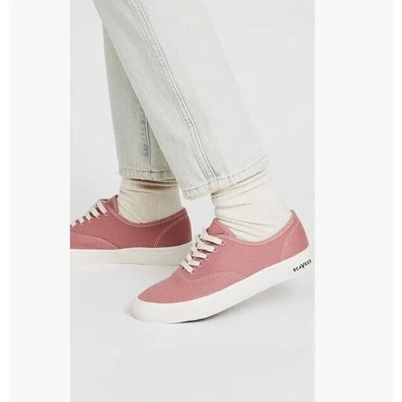 NWB SEAVEES Legend Seachange Red Sz 5 Recycled Sneaker Lace Up Boat Shoe Classic