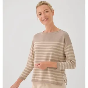 NWD Pact Size M 100% Organic Cotton Oat Stripe Classic Fine Knit Sweater