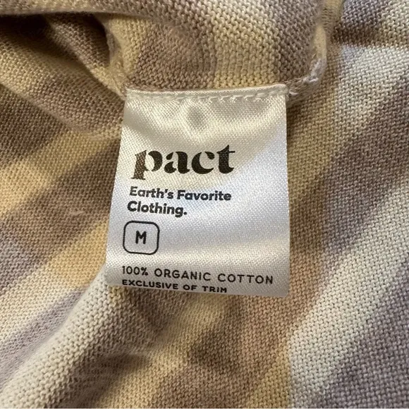 NWD Pact Size M 100% Organic Cotton Oat Stripe Classic Fine Knit Sweater