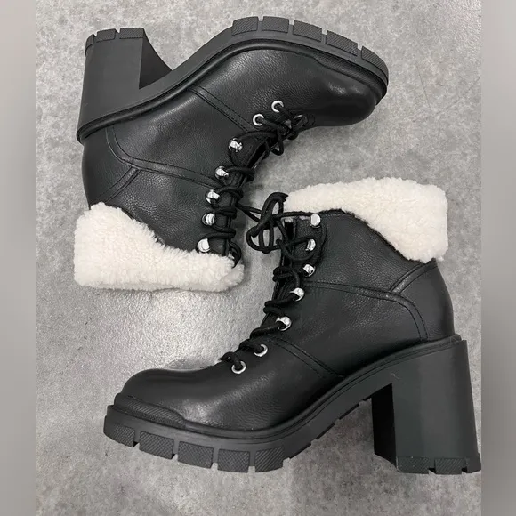 NWOB $258 VACINTA HEELED COMBAT BOOTIE MARC FISHER LTD
