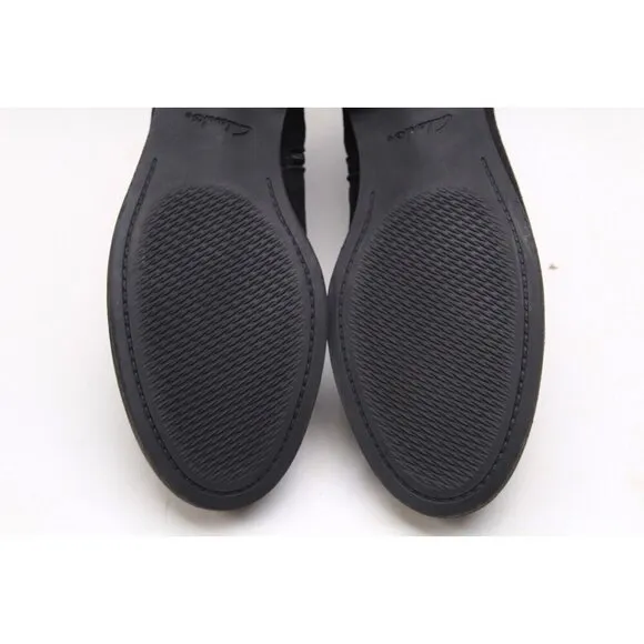 Nwob Clarks Demi Tone Ankle Boots Shoes Black Suede Booties Buckle Sz