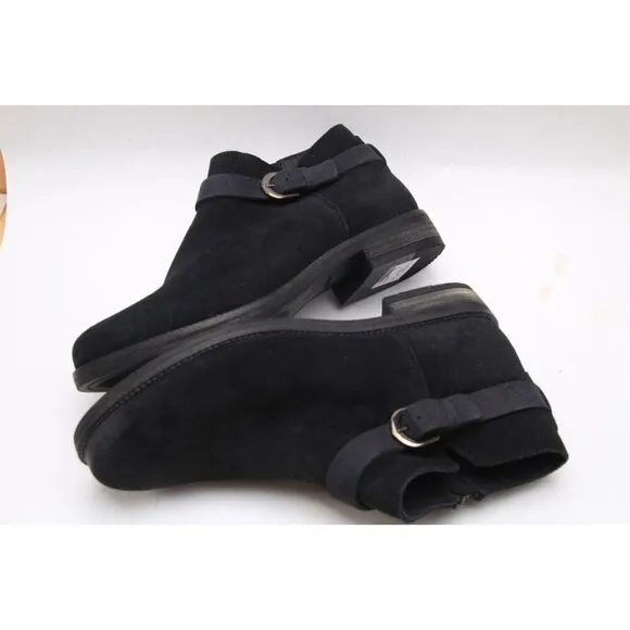 Nwob Clarks Demi Tone Ankle Boots Shoes Black Suede Booties Buckle Sz