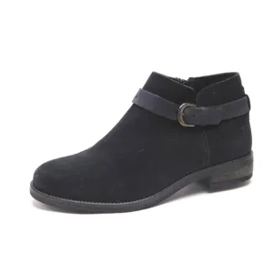 Nwob Clarks Demi Tone Ankle Boots Shoes Black Suede Booties Buckle Sz