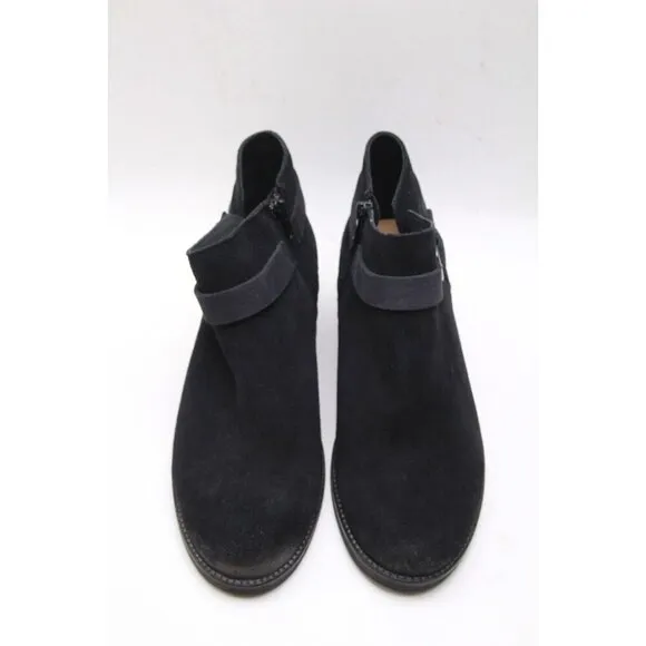 Nwob Clarks Demi Tone Ankle Boots Shoes Black Suede Booties Buckle Sz
