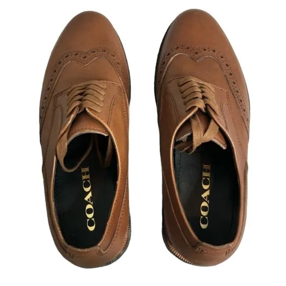 NWOB Coach Mens Brown Bleecker Wing Derby Dress Shoes Size 8.5D