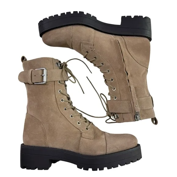 NWOB Sam Edelman Junip Suede Lace-Up Lug Sole Combat Boots Women’s Size 6M
