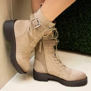 NWOB Sam Edelman Junip Suede Lace-Up Lug Sole Combat Boots Women’s Size 6M