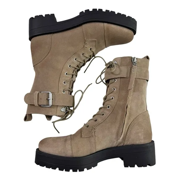 NWOB Sam Edelman Junip Suede Lace-Up Lug Sole Combat Boots Women’s Size 6M