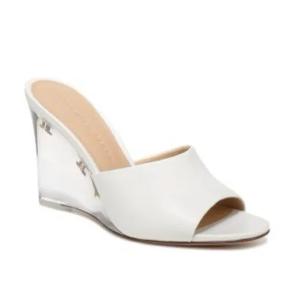 NWOB SIZE 10 Veronica Beard White Dali Lucite Wedge Shoes