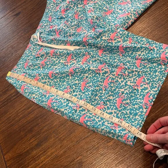 NWOT Chubbies Mens L Domingos Are For Flamingos 7&quot; Lined Classic Swim Trunk Blue