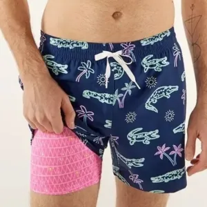 NWOT Chubbies Men's XS Neon Glades Lined Classic Swim Trunk Navy Alligator Palms
