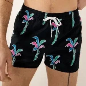 NWOT Chubbies Sz S Havana Nights 4&quot; (2.5&quot;) Lined Classic Swim Trunk Black Palms