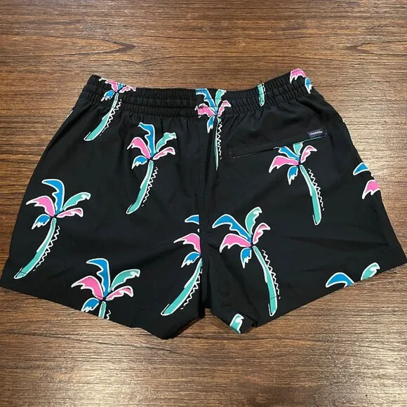 NWOT Chubbies Sz S Havana Nights 4&quot; (2.5&quot;) Lined Classic Swim Trunk Black Palms
