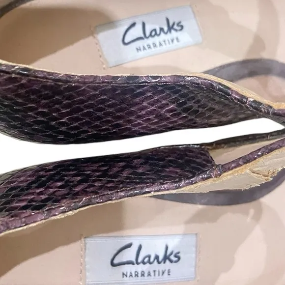 Nwot Clarks Kendra Gaby snakeskin embossed leather platform mary Jane shoes sz 9