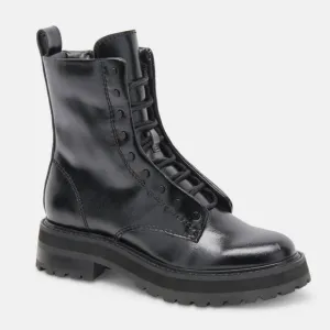 NWOT Dolce Vita Rainer Midnight Crinkle Black Leather Combat Boots-Size 10