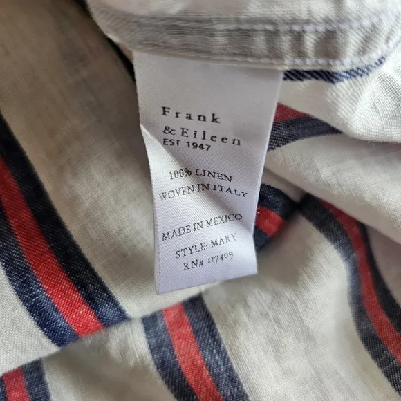 NWOT Frank and Eileen Mary Striped 100% Linen Shirt Dress Size M Quiet Luxury