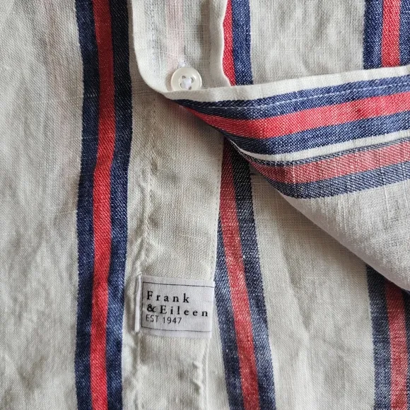 NWOT Frank and Eileen Mary Striped 100% Linen Shirt Dress Size M Quiet Luxury
