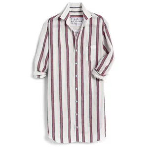 NWOT Frank and Eileen Mary Striped 100% Linen Shirt Dress Size M Quiet Luxury