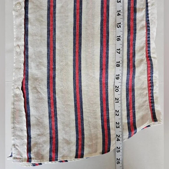 NWOT Frank and Eileen Mary Striped 100% Linen Shirt Dress Size M Quiet Luxury