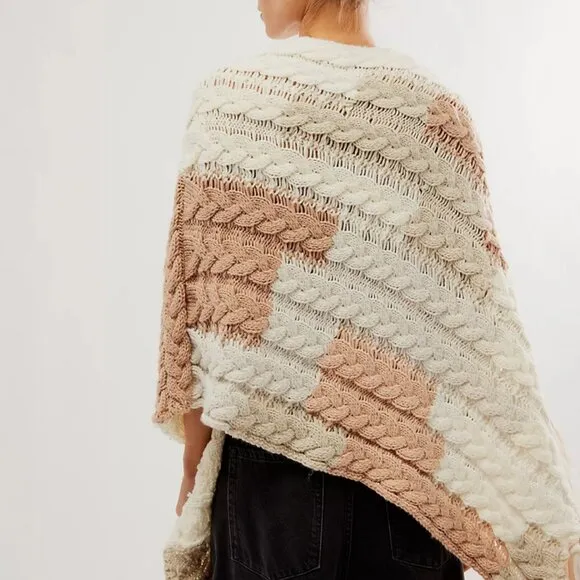 NWOT Free People Revelry Cable Fringe Poncho