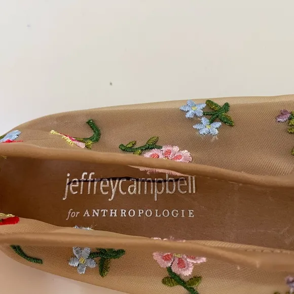 NWOT Jeffrey Campbell for Anthropologie Floral Mesh Flats Size 7.5