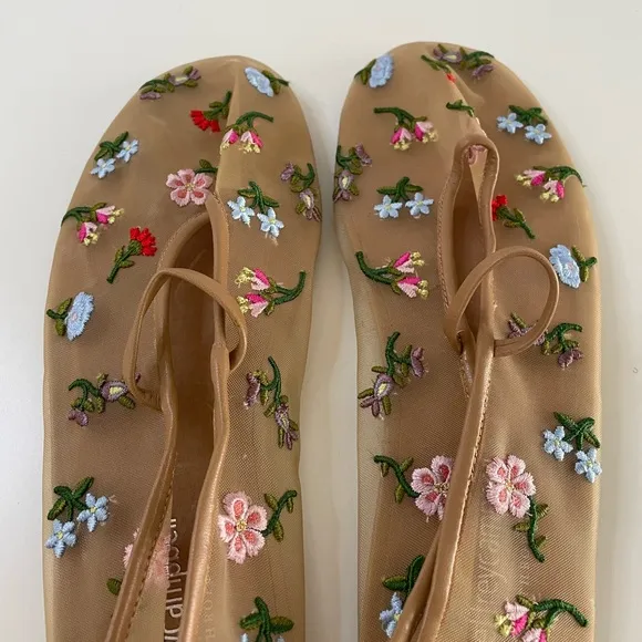 NWOT Jeffrey Campbell for Anthropologie Floral Mesh Flats Size 7.5