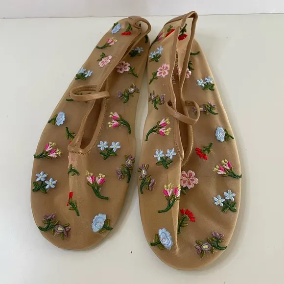 NWOT Jeffrey Campbell for Anthropologie Floral Mesh Flats Size 7.5