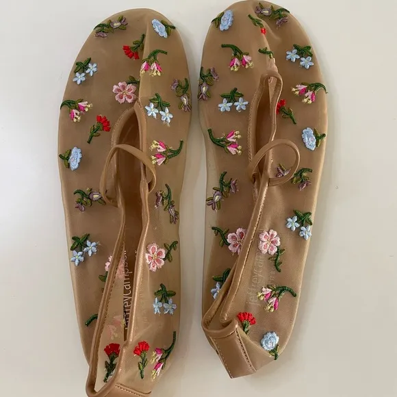 NWOT Jeffrey Campbell for Anthropologie Floral Mesh Flats Size 7.5