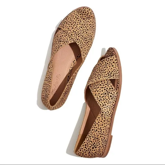 NWOT Madewell Blaine Criss Cross Spotted Peep Toe Flats