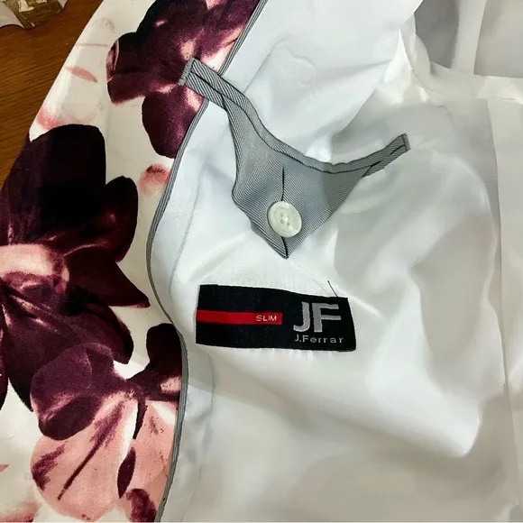 NWOT Men’s Maroon &amp; White Floral 2 Button Jacket Size 40R by J Ferrar Derby!