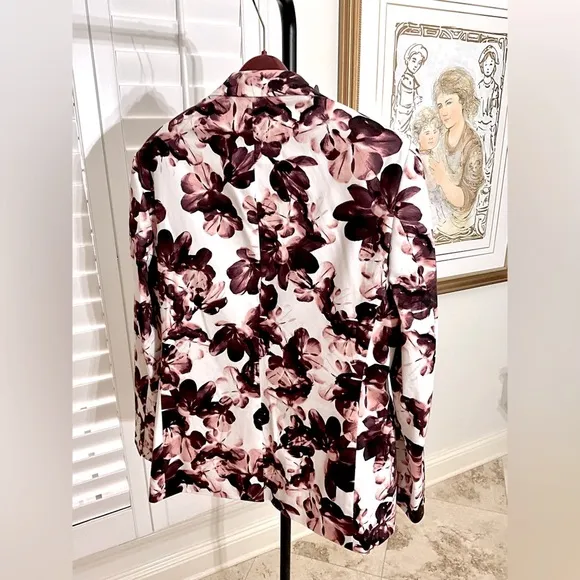 NWOT Men’s Maroon &amp; White Floral 2 Button Jacket Size 40R by J Ferrar Derby!