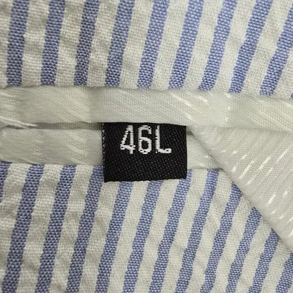 NWOT Pallini Italian Seersucker Suit Jacket &amp; Vest 2-Piece Set 46L Blue striped