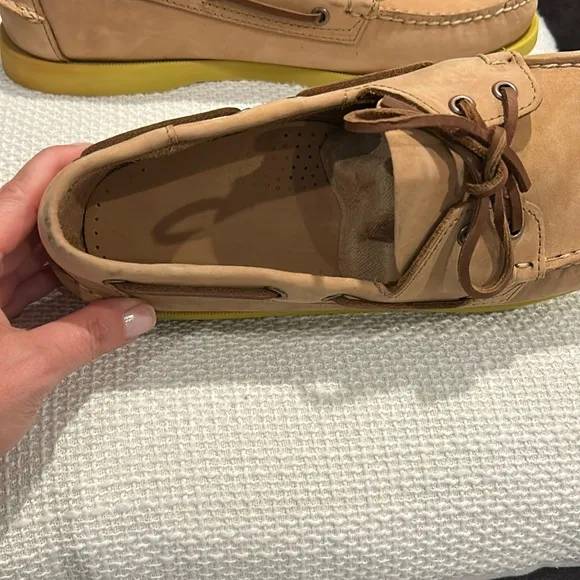 NWOT Sebago Men's “Portland” Tan Leather Dockside’s Boat Shoes Size 11.5
