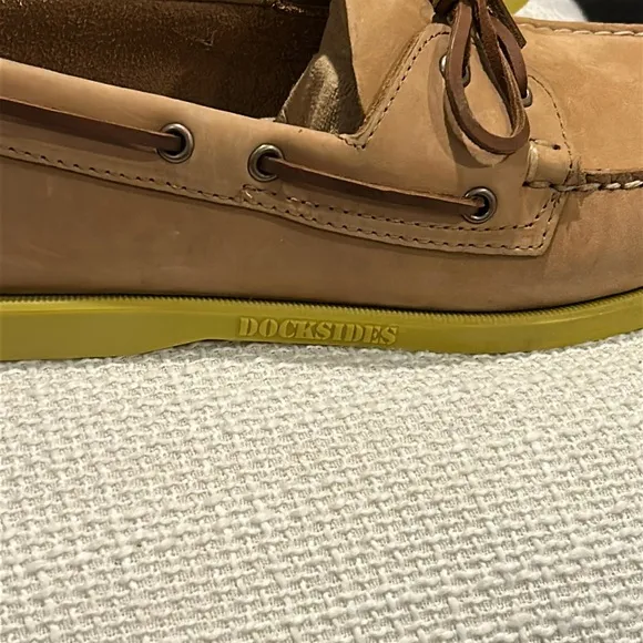 NWOT Sebago Men's “Portland” Tan Leather Dockside’s Boat Shoes Size 11.5
