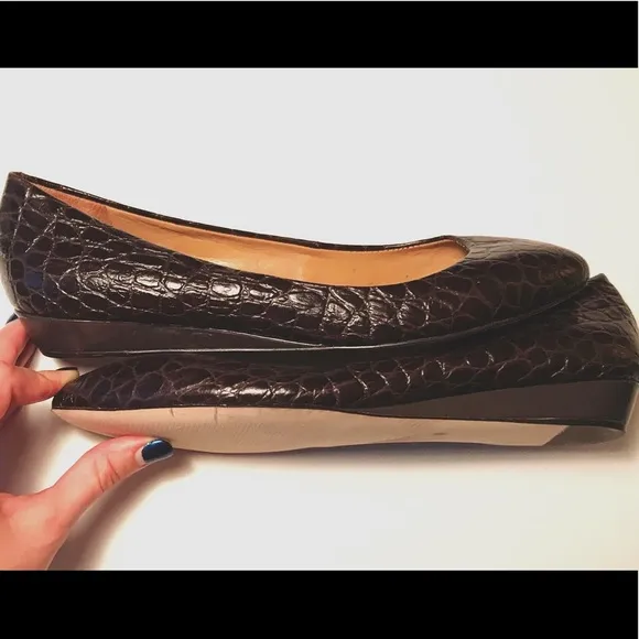 NWOT size 8.5 dark brown Talbots leather wedges