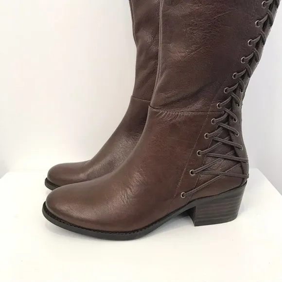 NWOT Vince Camuto Lace Up Leather Riding Boots