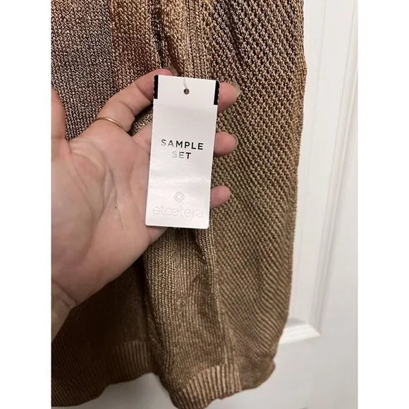 NWT $218 Women's ETCETERA X-Large Carmel Brown‎ Long Sleeve Sweater Sheen CNS-C