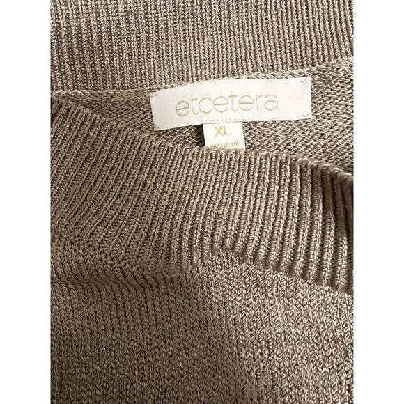 NWT $218 Women's ETCETERA X-Large Carmel Brown‎ Long Sleeve Sweater Sheen CNS-C