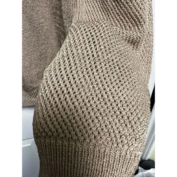 NWT $218 Women's ETCETERA X-Large Carmel Brown‎ Long Sleeve Sweater Sheen CNS-C