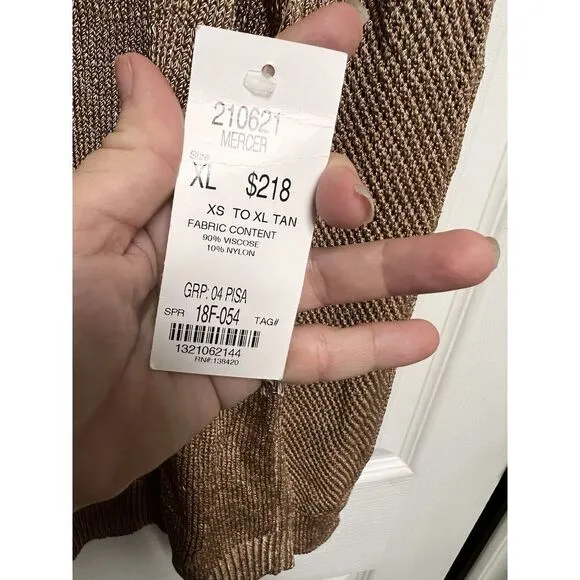 NWT $218 Women's ETCETERA X-Large Carmel Brown‎ Long Sleeve Sweater Sheen CNS-C