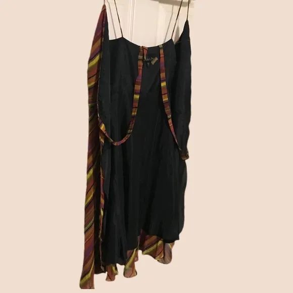 NWT $420 Nicole Miller Collection | Y2K| Multi-Stripe Lined Wrap Dress | Vintage