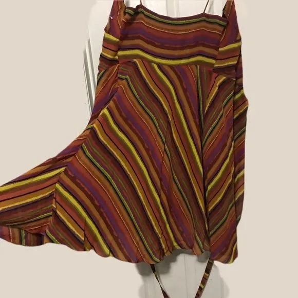 NWT $420 Nicole Miller Collection | Y2K| Multi-Stripe Lined Wrap Dress | Vintage