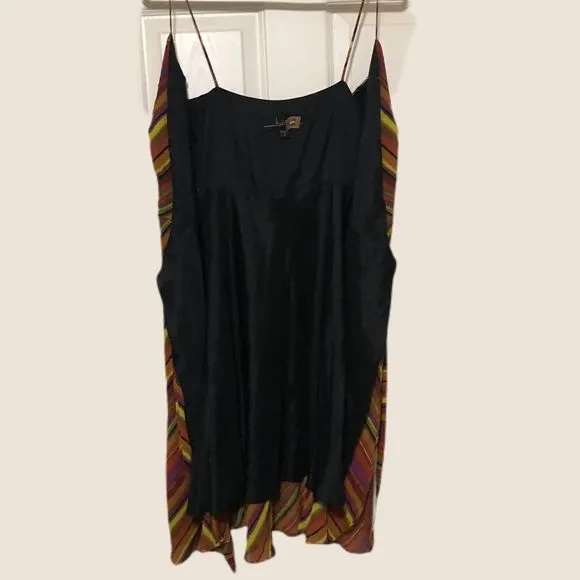 NWT $420 Nicole Miller Collection | Y2K| Multi-Stripe Lined Wrap Dress | Vintage
