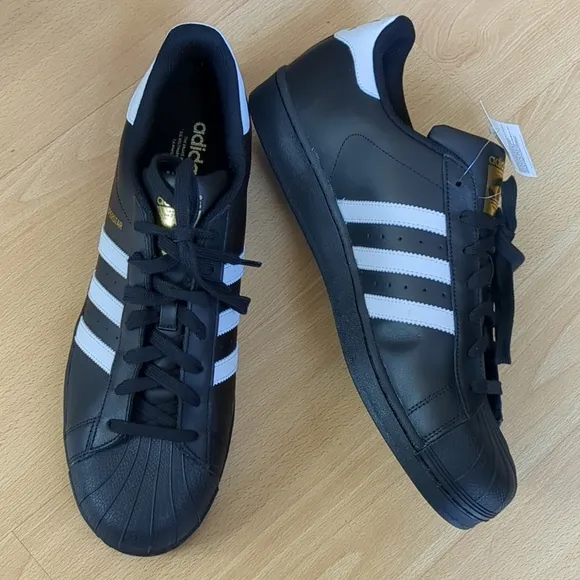 NWT! Adidas Superstar Foundation Mens Classic Black White Size 13
