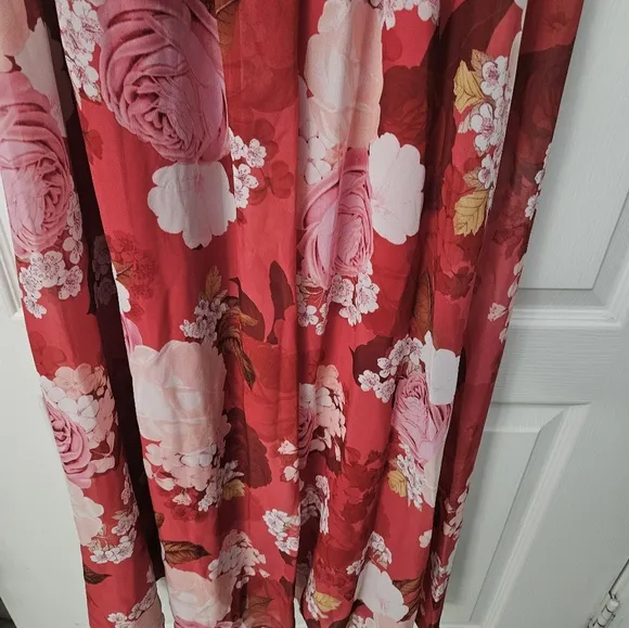 NWT Adrianna Papell Floral One Shoulder Chiffon Maxi Dress Sz 0