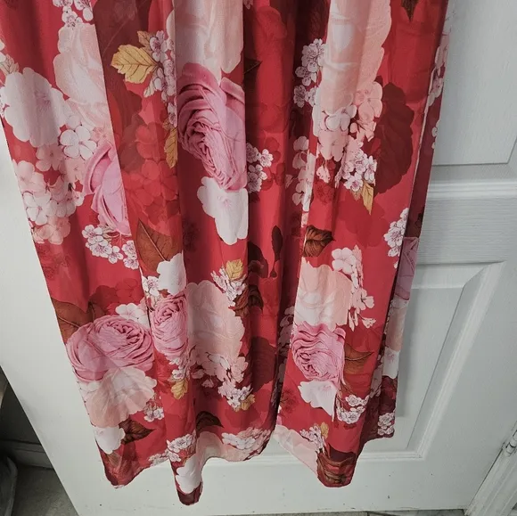 NWT Adrianna Papell Floral One Shoulder Chiffon Maxi Dress Sz 0