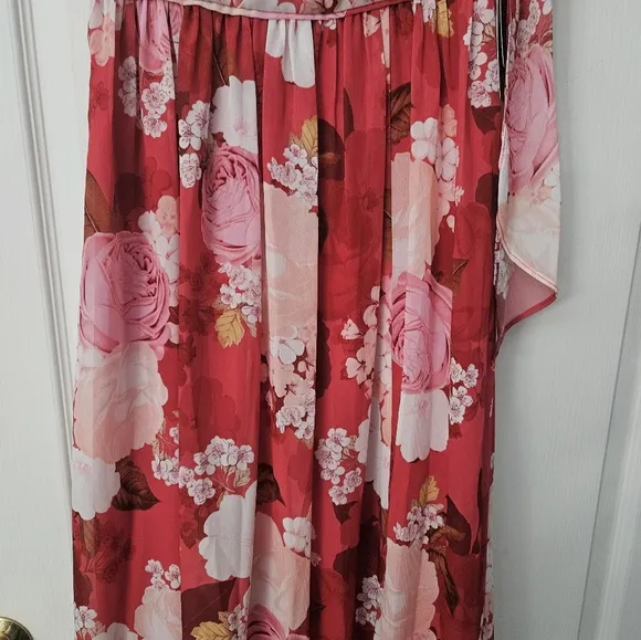 NWT Adrianna Papell Floral One Shoulder Chiffon Maxi Dress Sz 0