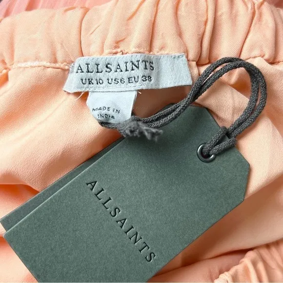 NWT ALLSAINTS Sunset Ombré Colorblock Striped Crepe Tiered Ruffle Midi Skirt 6