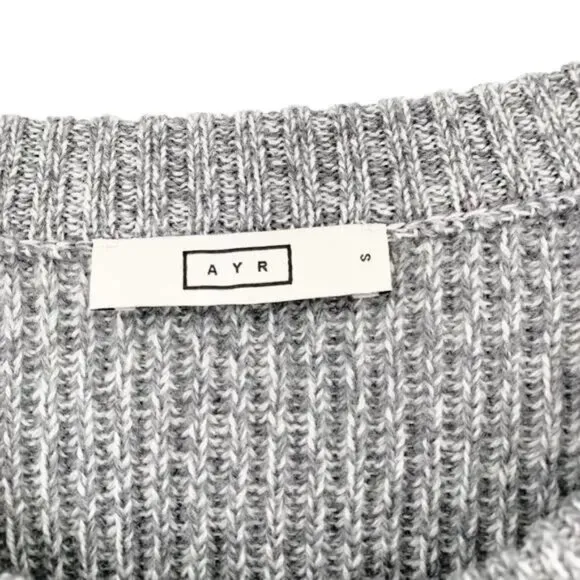 NWT AYR Sweater The Sloop Soft Gray TV Color Fuzzy Merino Wool