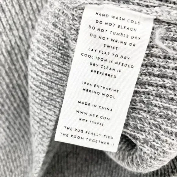 NWT AYR Sweater The Sloop Soft Gray TV Color Fuzzy Merino Wool